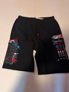Staple Pigeon  Sweat Black  Shorts with Red Accent